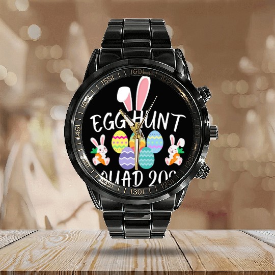 Egg Hunt Squad 2023 Egg Hunt Funny Easter Day 2023 Calendar Steel Band Watch