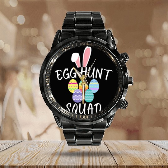 Egg Hunt Squad 2023 Funny Easter Day 2023 Egg Hunt Calendar Steel Band Watch