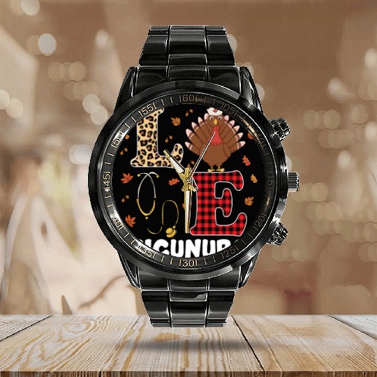 Cute PICU Nurse Thanksgiving Costume Calendar Steel Band Watch