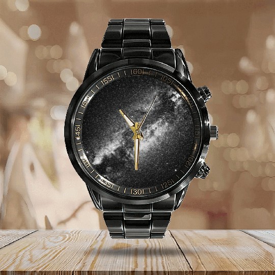 Milky Way Galaxy Calendar Steel Band Watch