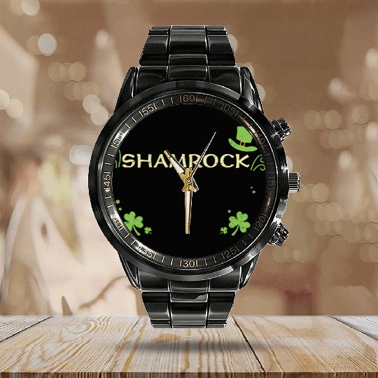 Shamrock - St. Patrick's Day Calendar Steel Band Watch
