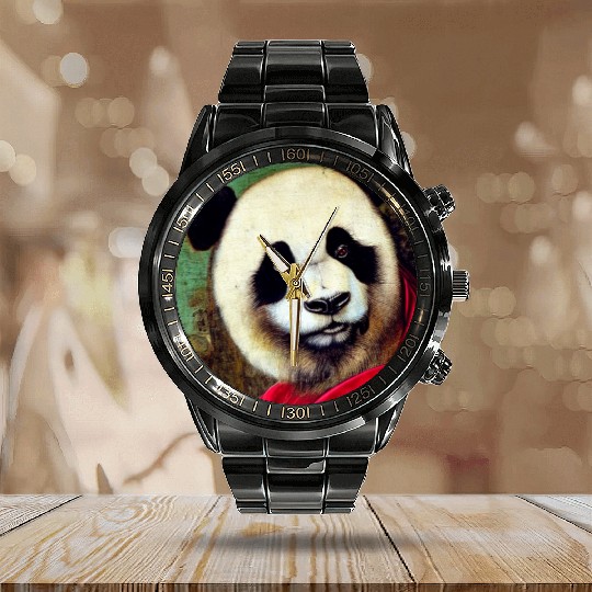 Renaissance Panda Calendar Steel Band Watch