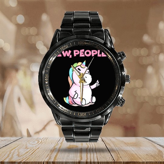 Ew People Unicorn Sweet Funny Unicorn Gift Calendar Steel Band Watch