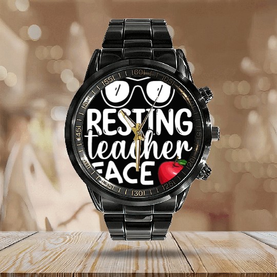 Resting Teacher Face Happy Retirement Plan Calendar Steel Band Watch