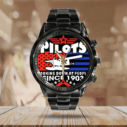 Pilots Looking Down At People SINCE 1903 Calendar Steel Band Watch