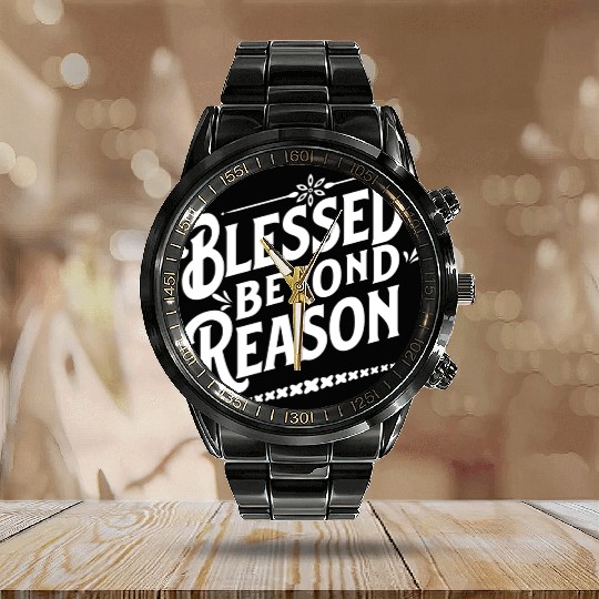 Blessed Beyond Reason White Apparel & Accessories Calendar Steel Band Watch