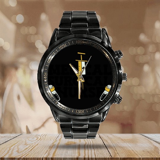Medical Surgical Nurse Syringe National Nurses Day Calendar Steel Band Watch