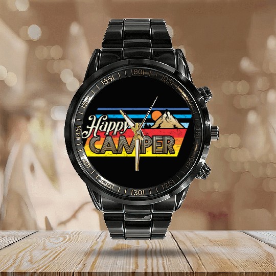 Happy Camper Calendar Steel Band Watch