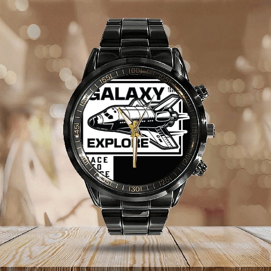 Galaxy Explore Race To Space. Calendar Steel Band Watch