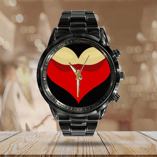 Boobies love heart Calendar Steel Band Watch