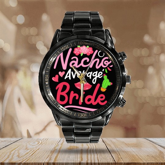 Bride Mexican Wedding Cinco De Mayo Calendar Steel Band Watch