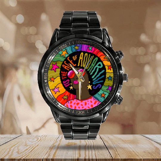Age of Aquarius Calendar Steel Band Watch