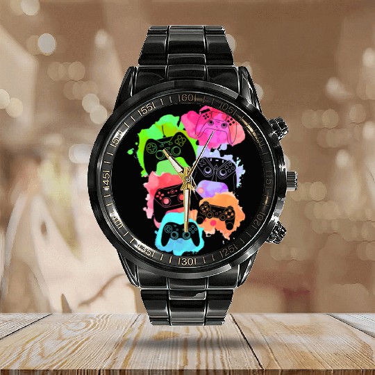 Control All Gamer Video Game Lover Controller Cute Calendar Steel Band Watch