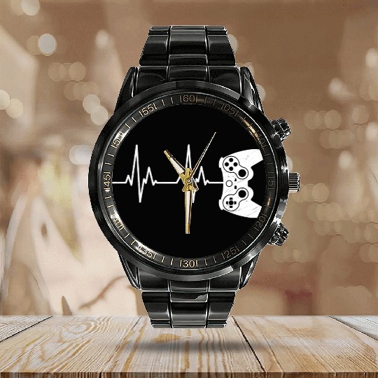Video Game Gamer Heartbeat Video Game Lover Calendar Steel Band Watch
