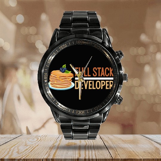 Computer Science Programmer Coder Funny Full Stack Calendar Steel Band Watch