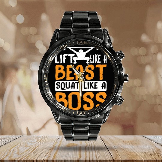 Lift Like A Beast, Squat Like A Boss 3 Calendar Steel Band Watch