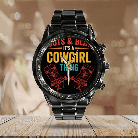 Boots & bling. it's a cowgirl thing Calendar Steel Band Watch