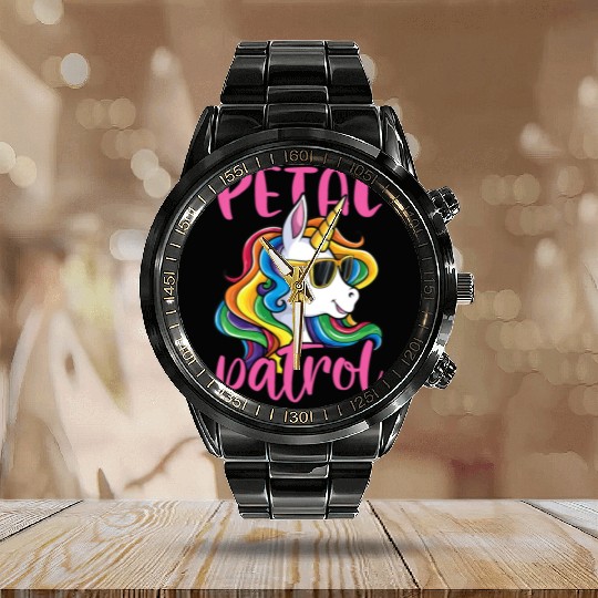 Kids Flower Girl Calendar Steel Band Watch Wedding Unicorn Petal