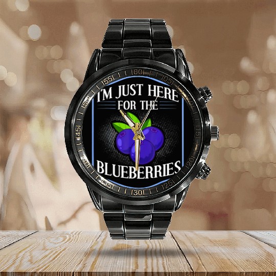 Blueberry Plant Blueberries Farmer Bush Tree Calendar Steel Band Watch