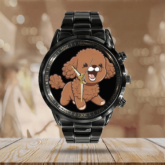 Poodle Calendar Steel Band Watch