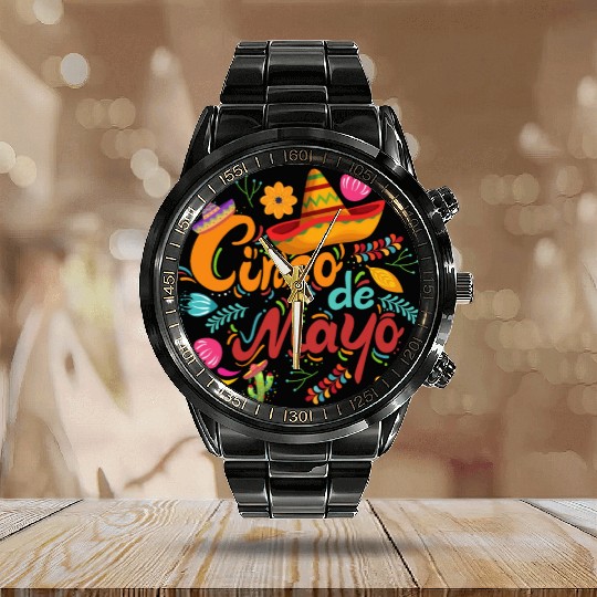 cinco de mayo Calendar Steel Band Watch