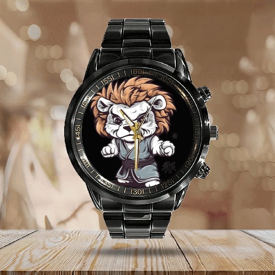 Karate Kitty Calendar Steel Band Watch