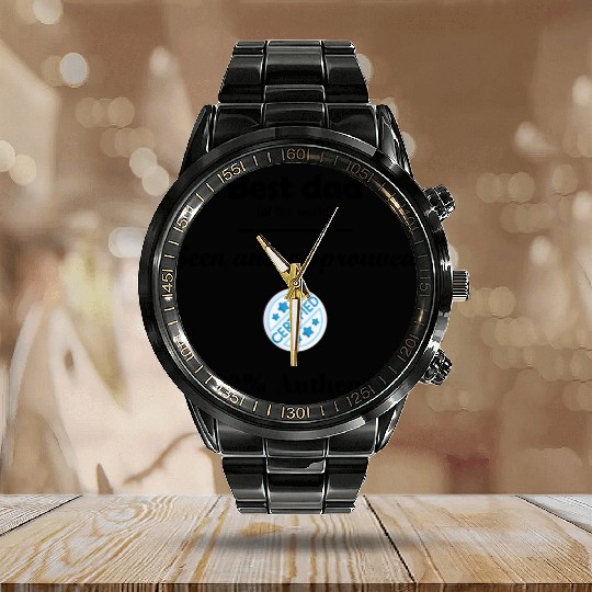 Best dad of the world. Father's day present. Calendar Steel Band Watch
