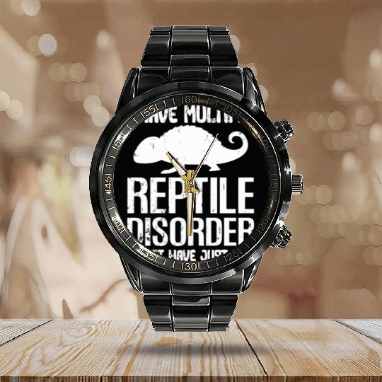 Funny Reptile Disorder Lizard Owner Animal Lover Calendar Steel Band Watch
