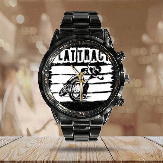 Flat Track Motorcycle Dirt Track Speedway Calendar Steel Band Watch
