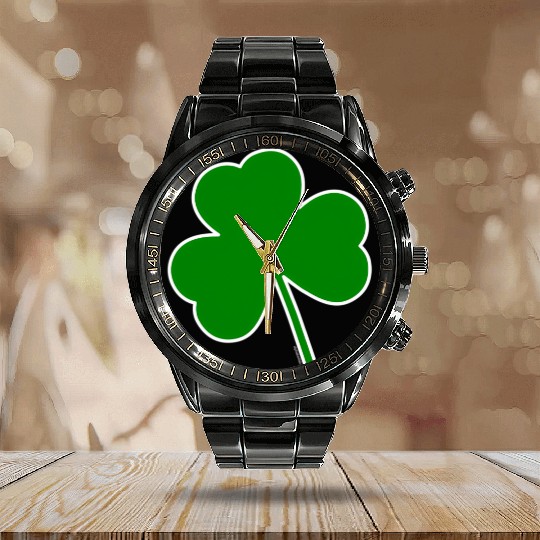 St PatricDay For Shamrock Patty Irish Calendar Steel Band Watch