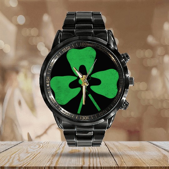 Dental Hygienist St PatricDay Shamrock Tooth Denti Calendar Steel Band Watch