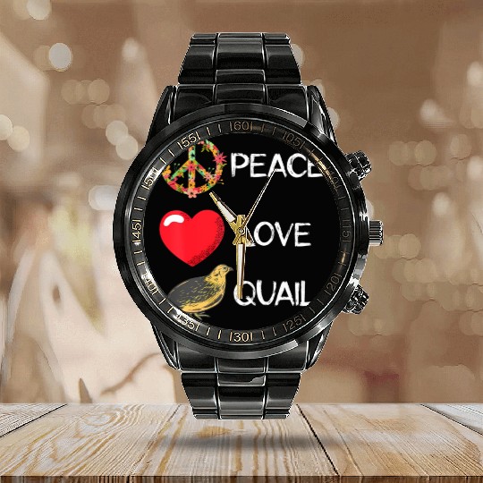 Quail Birds Lover Love Peace Quail Japanese Quail Calendar Steel Band Watch