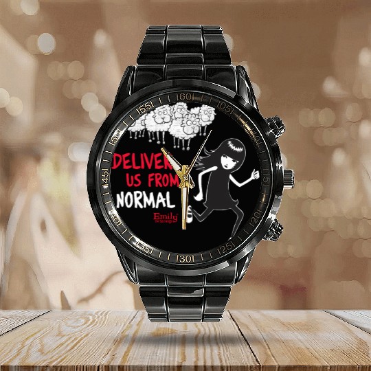 Emily The Strange Deliver Us From Normal Calendar Steel Band Watch