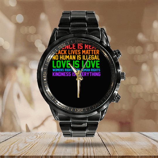 Science Is Real Kindness Is Everything Calendar Steel Band Watch