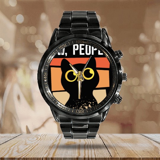 Ew People - cat hates people Calendar Steel Band Watch