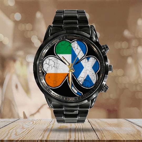 Scotch Irish shamrock scottish st Patrick s Day Calendar Steel Band Watch