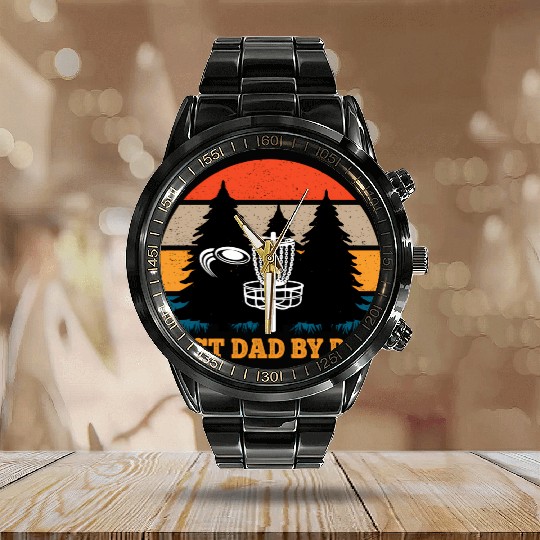 Frisbee Golf Fathers Day Best Dad By Par Disc Golf Calendar Steel Band Watch
