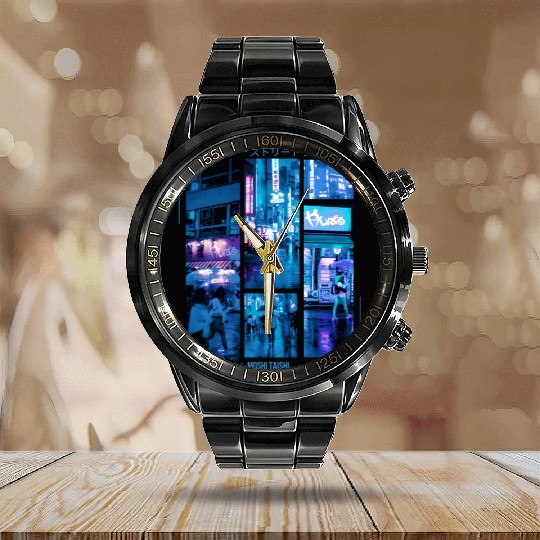 Japanese Cyberpunk Tokyo Streetwear Aesthetic Calendar Steel Band Watch