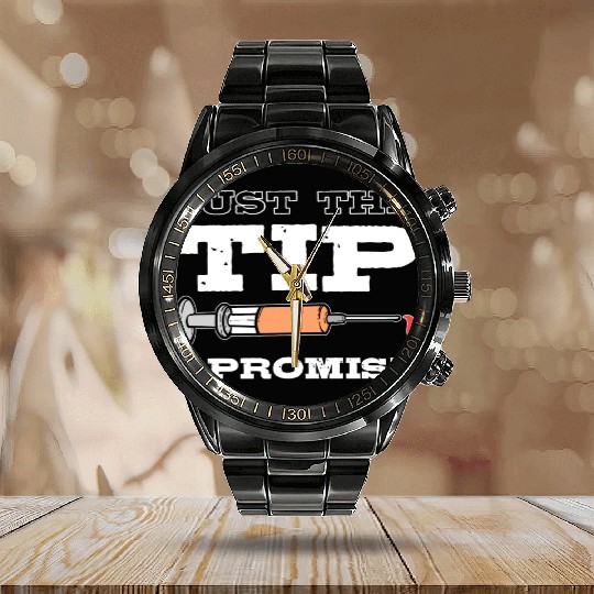 Just The Tip Blood Donor Medical Phlebotomist Gift Calendar Steel Band Watch