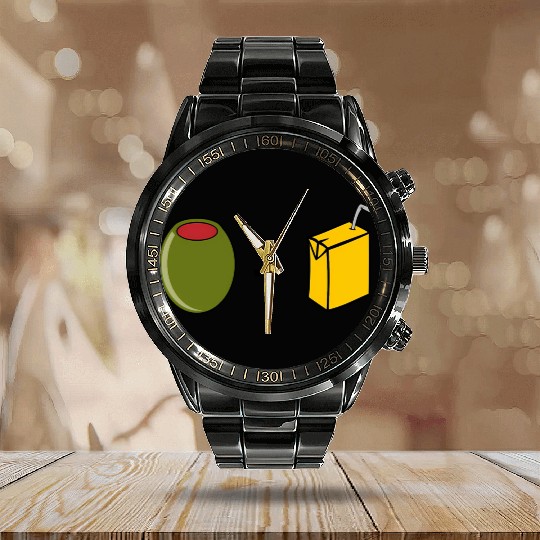 Olive Juice I Love You Calendar Steel Band Watch