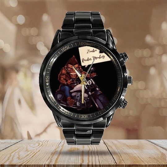 zombie Raider Monkey Calendar Steel Band Watch