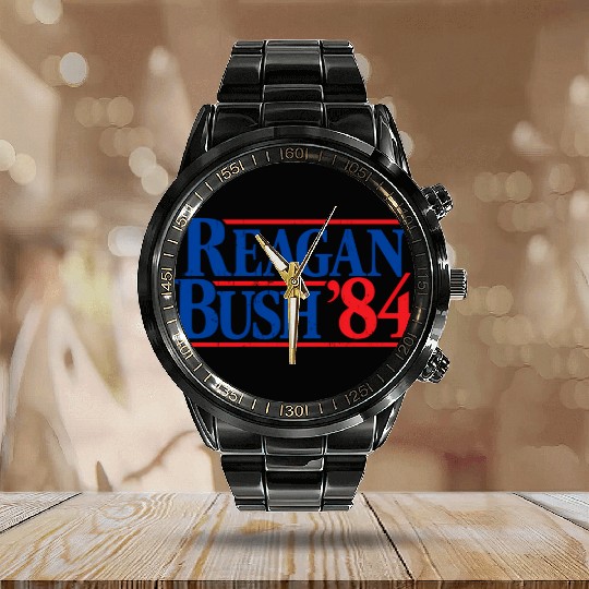Reagan Bush '84 Republican Calendar Steel Band Watch