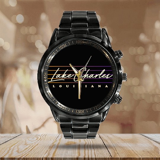 Lake Charles Louisiana Style Calendar Steel Band Watch
