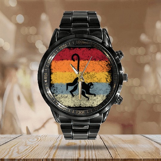 monkey retro Calendar Steel Band Watch