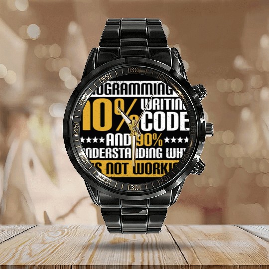 Software Developer Binary Computer Science Funny P Calendar Steel Band Watch