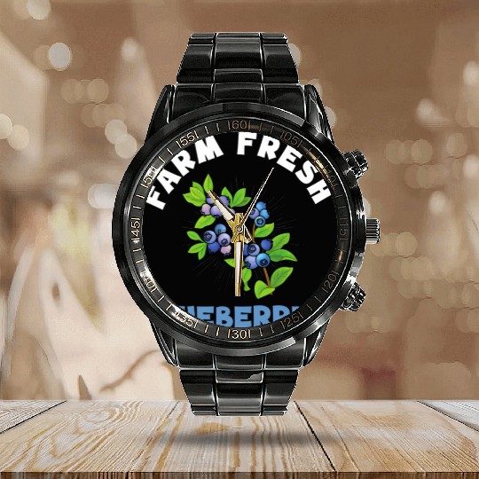 Blueberries Graphics Blueberry Farmer Blueberry Calendar Steel Band Watch