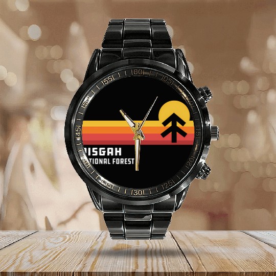 Retro Sunset Pisgah National Forest Asheville Calendar Steel Band Watch