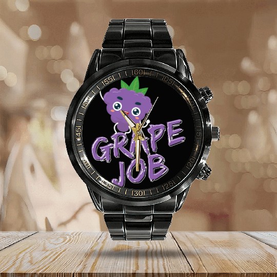 Grape Job Calendar Steel Band Watch