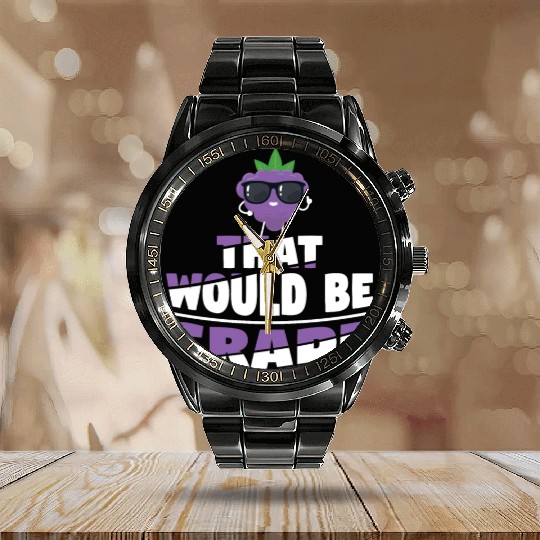 That Would Be Grape Calendar Steel Band Watch