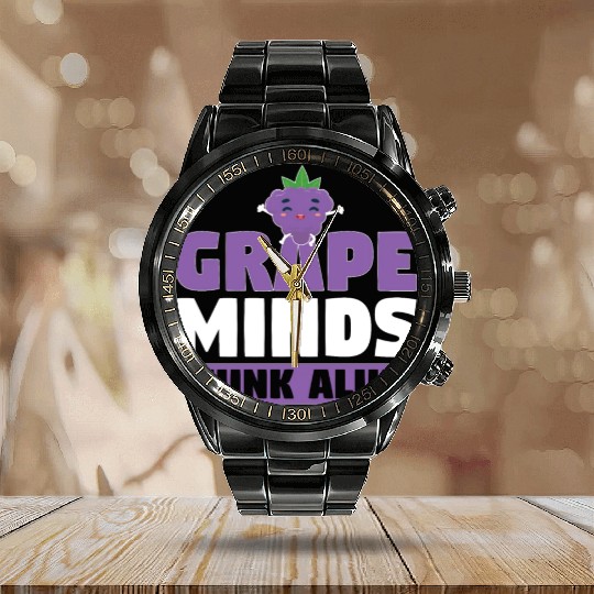 Grape Minds Think Alike Calendar Steel Band Watch